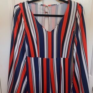 70s retro striped jumpsuit